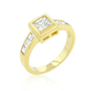 Simple Golden Square Bezel Cubic Zirconia Ring freeshipping - Higher Class Elegance