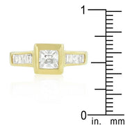 Simple Golden Square Bezel Cubic Zirconia Ring freeshipping - Higher Class Elegance