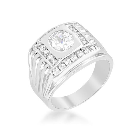 Mens Cubic Zirconia Square Ring freeshipping - Higher Class Elegance