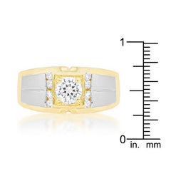 Cubic Zirconia Two-Tone Mens Ring freeshipping - Higher Class Elegance