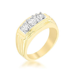 Golden Triplet Cubic Zirconia Ring freeshipping - Higher Class Elegance