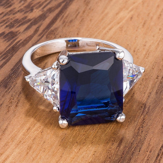 Royal Blue Radiant Cut Engagement Ring freeshipping - Higher Class Elegance