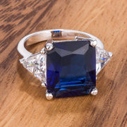 Royal Blue Radiant Cut Engagement Ring freeshipping - Higher Class Elegance