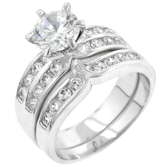 Formal Rhodium Plated Engagement Set freeshipping - Higher Class Elegance
