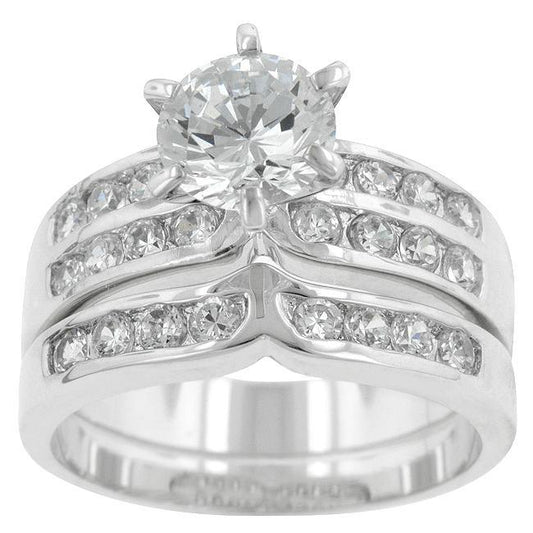 Formal Rhodium Plated Engagement Set freeshipping - Higher Class Elegance