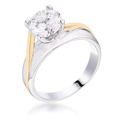 Two-tone Finish Solitaire Engagement Ring freeshipping - Higher Class Elegance