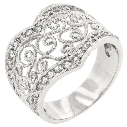 Cubic Zirconia Filigree Hearts Ring freeshipping - Higher Class Elegance