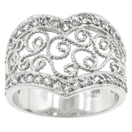 Cubic Zirconia Filigree Hearts Ring freeshipping - Higher Class Elegance