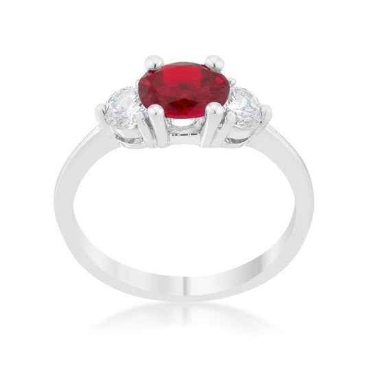 Miranna 1.2ct Garnet CZ Rhodium Classic Oval Ring freeshipping - Higher Class Elegance
