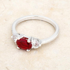 Miranna 1.2ct Garnet CZ Rhodium Classic Oval Ring freeshipping - Higher Class Elegance
