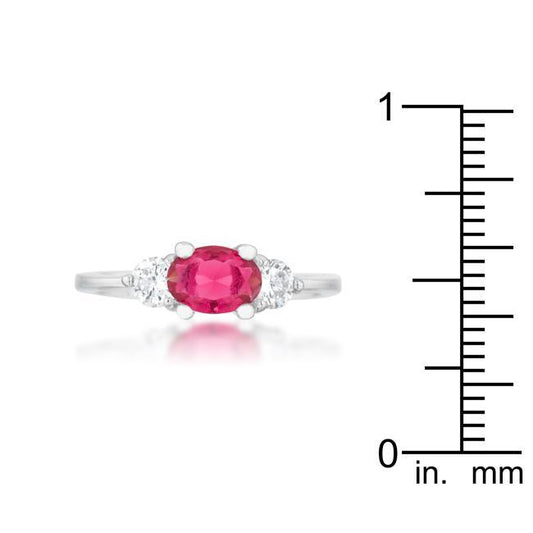 Miranna 1.2ct Fuchsia CZ Rhodium Classic Oval Ring freeshipping - Higher Class Elegance