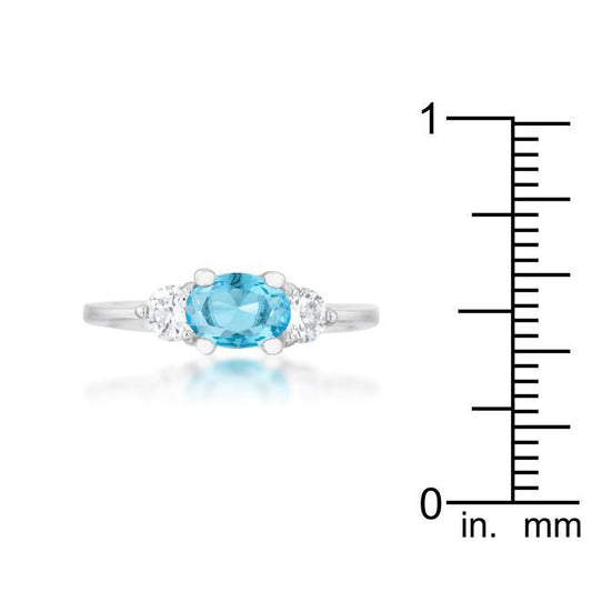 Miranna 1.2ct Blue Topaz CZ Rhodium Classic Oval Ring freeshipping - Higher Class Elegance