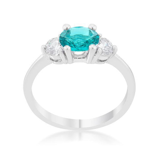 Mariah 1.2ct CZ Rhodium Aqua Simple Classic Ring freeshipping - Higher Class Elegance