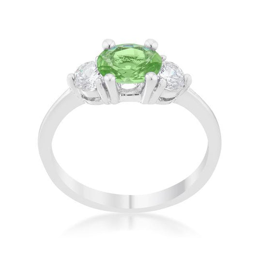 Miranna 1.2ct Peridot CZ Rhodium Classic Oval Ring freeshipping - Higher Class Elegance