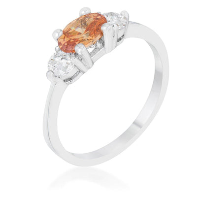 Miranna 1.2ct Champagne CZ Rhodium Classic Oval Ring freeshipping - Higher Class Elegance