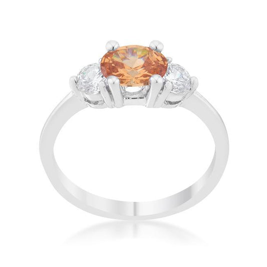 Miranna 1.2ct Champagne CZ Rhodium Classic Oval Ring freeshipping - Higher Class Elegance