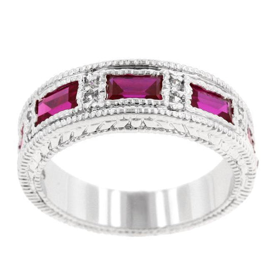 Ruby Red Bezel Eternity Band freeshipping - Higher Class Elegance