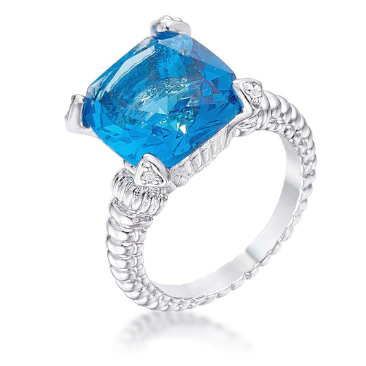 Aqua Cushion Engagement Ring freeshipping - Higher Class Elegance