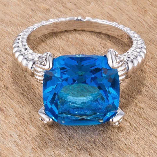 Aqua Cushion Engagement Ring freeshipping - Higher Class Elegance
