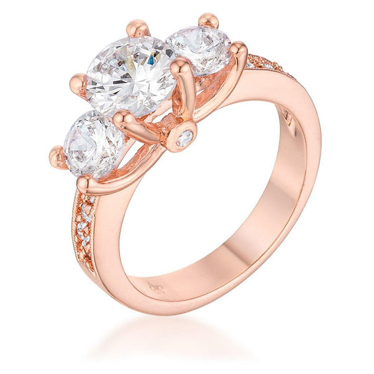 Dazzling Three Stone Engagement Ring with CZ freeshipping - Higher Class Elegance