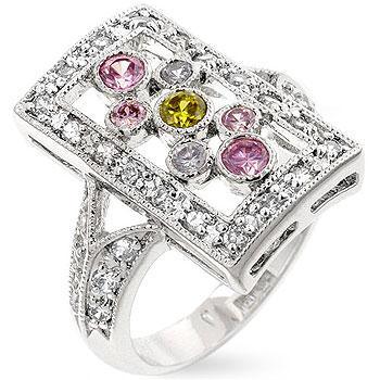 Silver Framed Cocktail Ring freeshipping - Higher Class Elegance