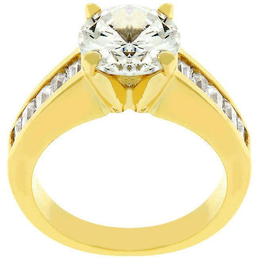 Classic Golden Engagement Ring freeshipping - Higher Class Elegance