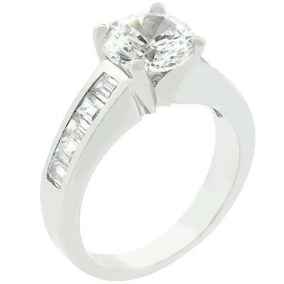 Classic Rhodium Plated Engagement Ring freeshipping - Higher Class Elegance