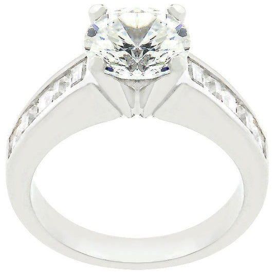 Classic Rhodium Plated Engagement Ring freeshipping - Higher Class Elegance