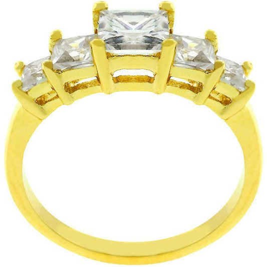 5-Stone Anniversary Ring in Goldtone freeshipping - Higher Class Elegance