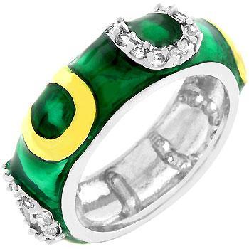 Green Enamel Horseshoe Ring freeshipping - Higher Class Elegance
