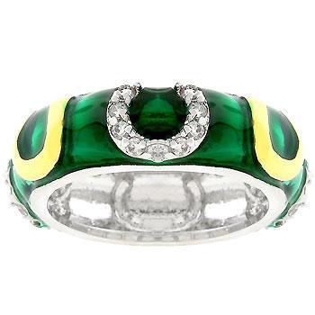 Green Enamel Horseshoe Ring freeshipping - Higher Class Elegance