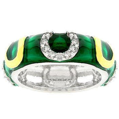 Green Enamel Horseshoe Ring freeshipping - Higher Class Elegance
