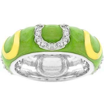 Apple Green Enamel Horseshoe Ring freeshipping - Higher Class Elegance