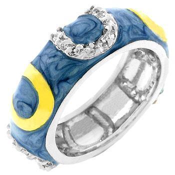 Blue Enamel Horseshoe Ring freeshipping - Higher Class Elegance