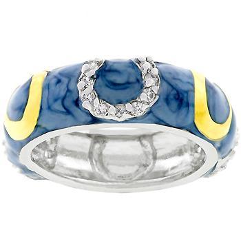 Blue Enamel Horseshoe Ring freeshipping - Higher Class Elegance