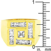 Mens Pave Shiny Goldtone Ring freeshipping - Higher Class Elegance