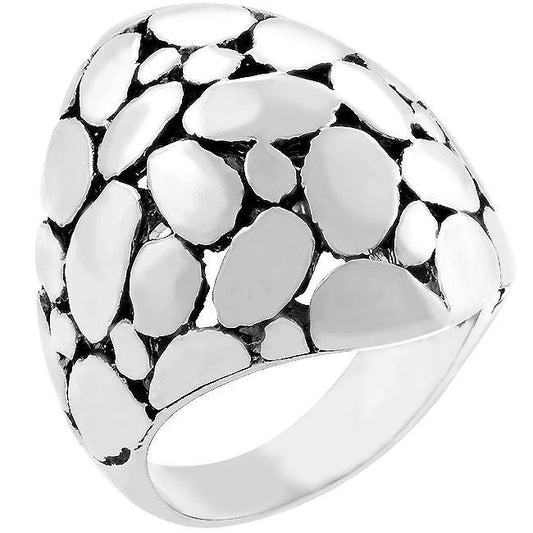 Rhodium Plated Cobblestone Ring freeshipping - Higher Class Elegance
