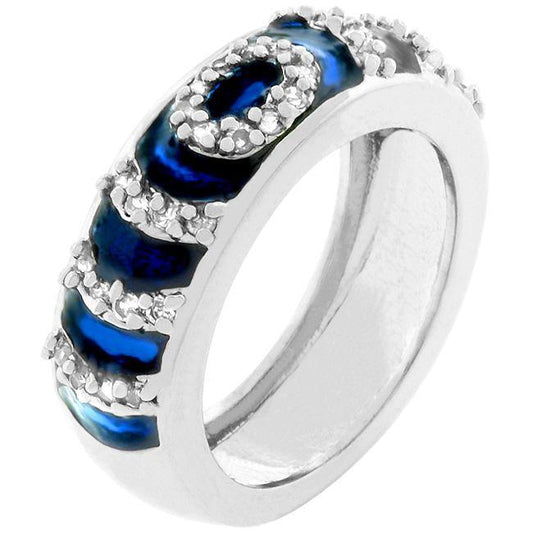 Navy Blue Enamel Ripple Ring freeshipping - Higher Class Elegance