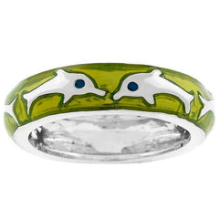 Green Apple Dolphin Enamel Ring freeshipping - Higher Class Elegance