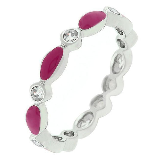 Fuchsia Link Enamel Stacker Ring freeshipping - Higher Class Elegance