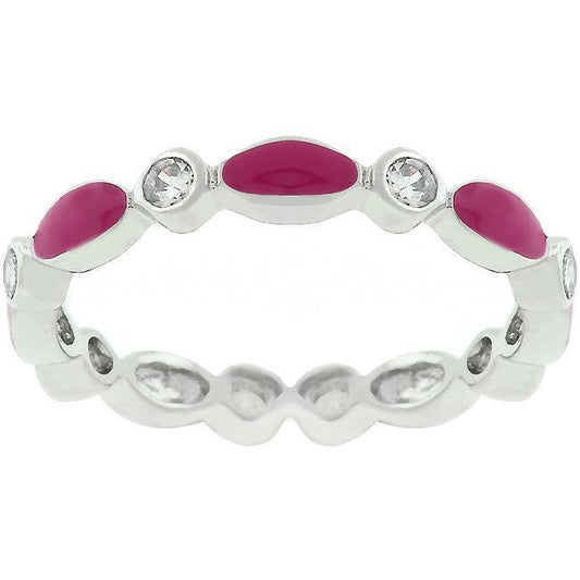 Fuchsia Link Enamel Stacker Ring freeshipping - Higher Class Elegance