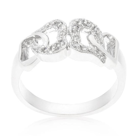 Linked Cubic Zirconia Hearts Ring freeshipping - Higher Class Elegance