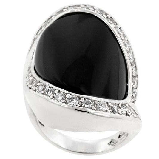 Pave Trim Onyx Ring freeshipping - Higher Class Elegance