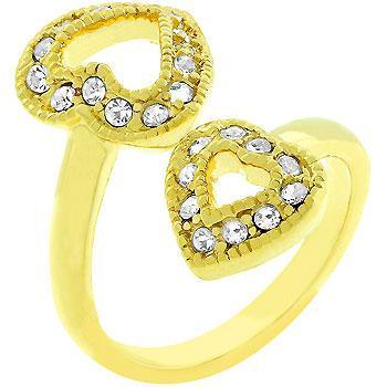 Dual Pave Hearts Ring freeshipping - Higher Class Elegance