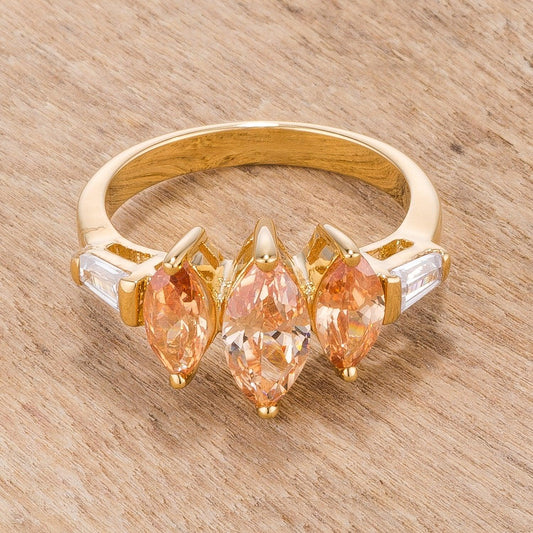 Triple Marquise Champagne Ring freeshipping - Higher Class Elegance