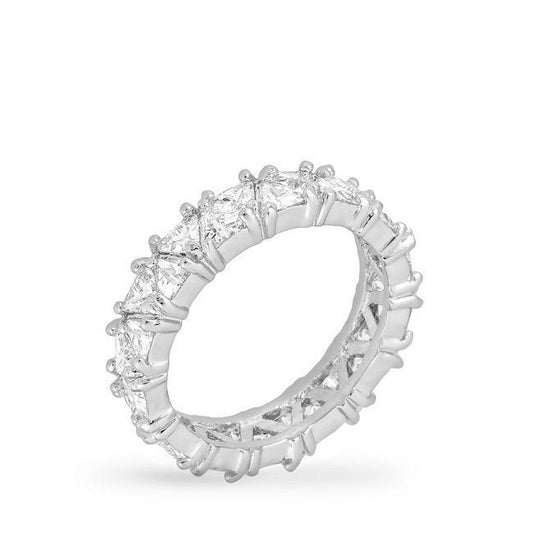 Rhodium Plated Trillion Eternity Band freeshipping - Higher Class Elegance