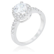 Solitaire Engagement Ring With Pave Halo freeshipping - Higher Class Elegance