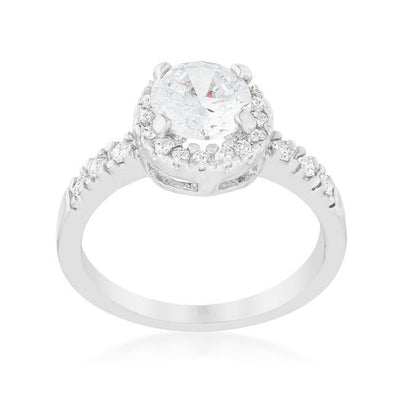 Solitaire Engagement Ring With Pave Halo freeshipping - Higher Class Elegance