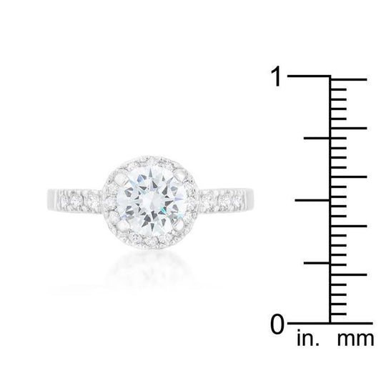 Solitaire Engagement Ring With Pave Halo freeshipping - Higher Class Elegance