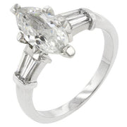 Rhodium Plated Marquise Centerpiece Ring freeshipping - Higher Class Elegance
